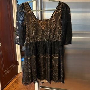 Miss Me Black Lace Overlay Dress